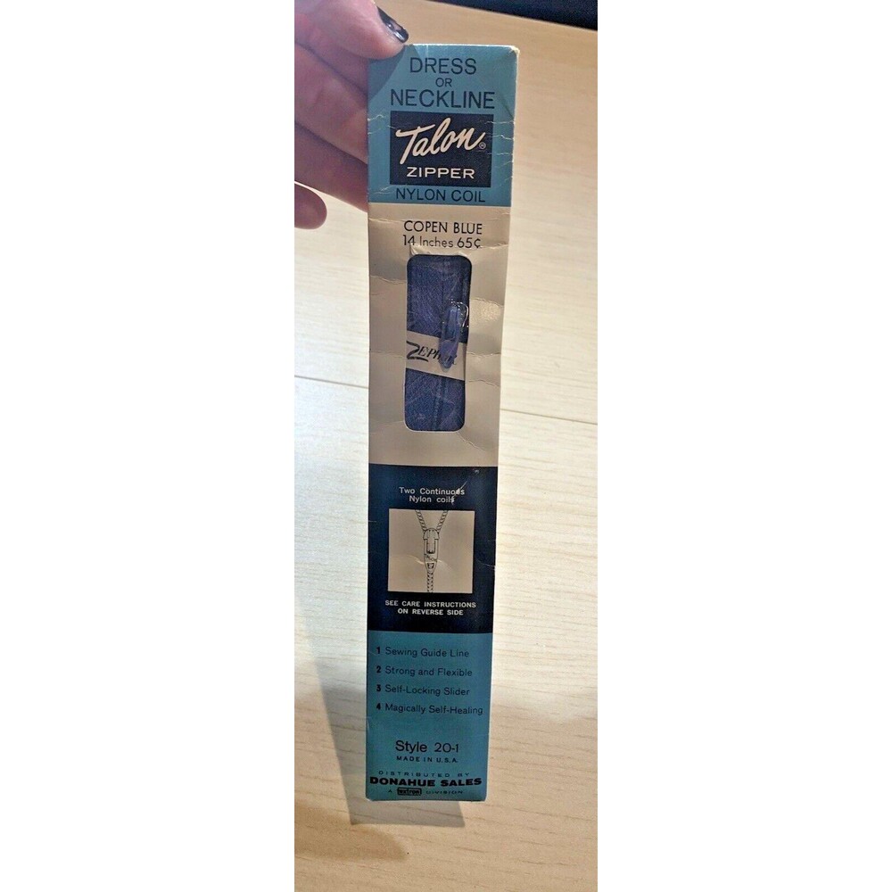 TALON NYLON COIL ZIPPER  14” VINTAGE NOS COLOR Copen Blue STYLE 20-1